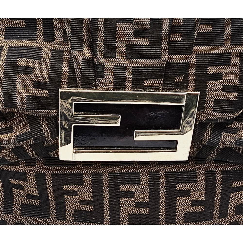 Fendi Tobacco Zucca Print Canvas Mia Flap Shoulder Bag - Picture 11 of 16